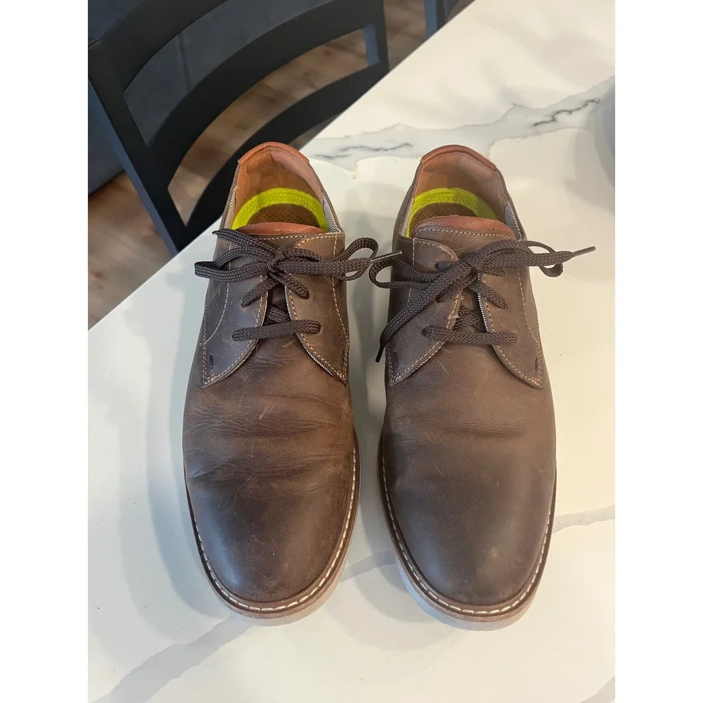 Florsheim Norwalk Plain‎ Toe Oxford Comfortech Brown Leather Derby Shoes 7.5M